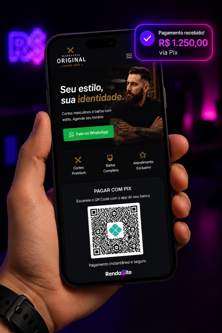 Cliente pagando o site por Pix